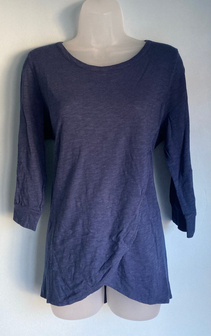 Long Sleeve Blouse Blue Large Cottage Casual Lounge Layered